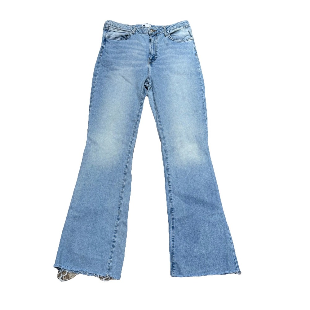 Forever 21 High Rise Flare Jeans Womens 31x31‎ Raw Hem Light Wash Hippie Boho